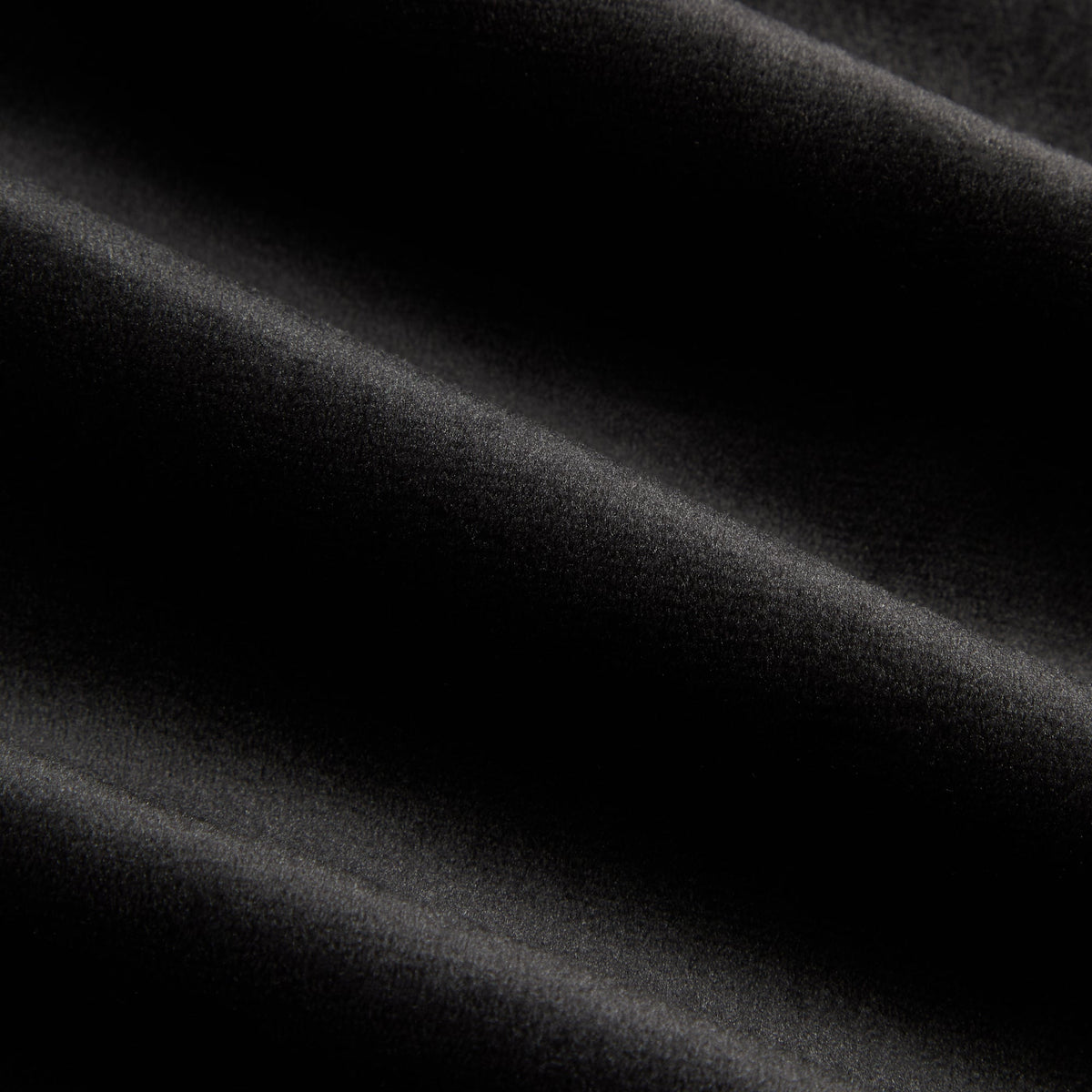 Close-up of black plush velour fabric of the Kith Strauss cardigan