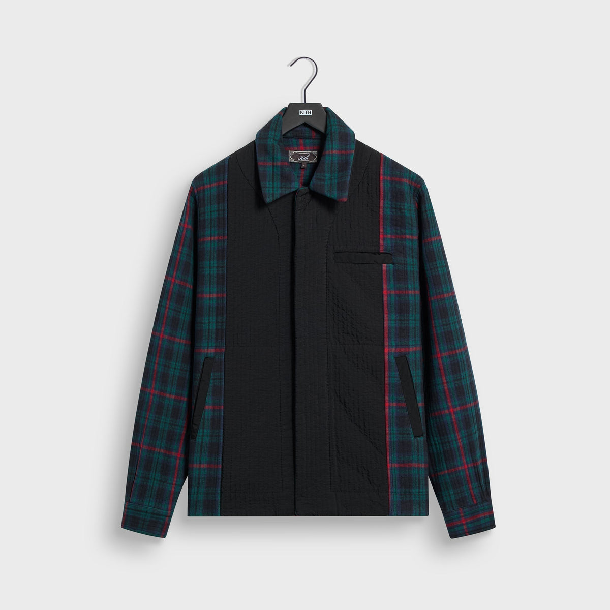 Kith Quilted Flannel Boxy Collared Overshirt - Black - PH