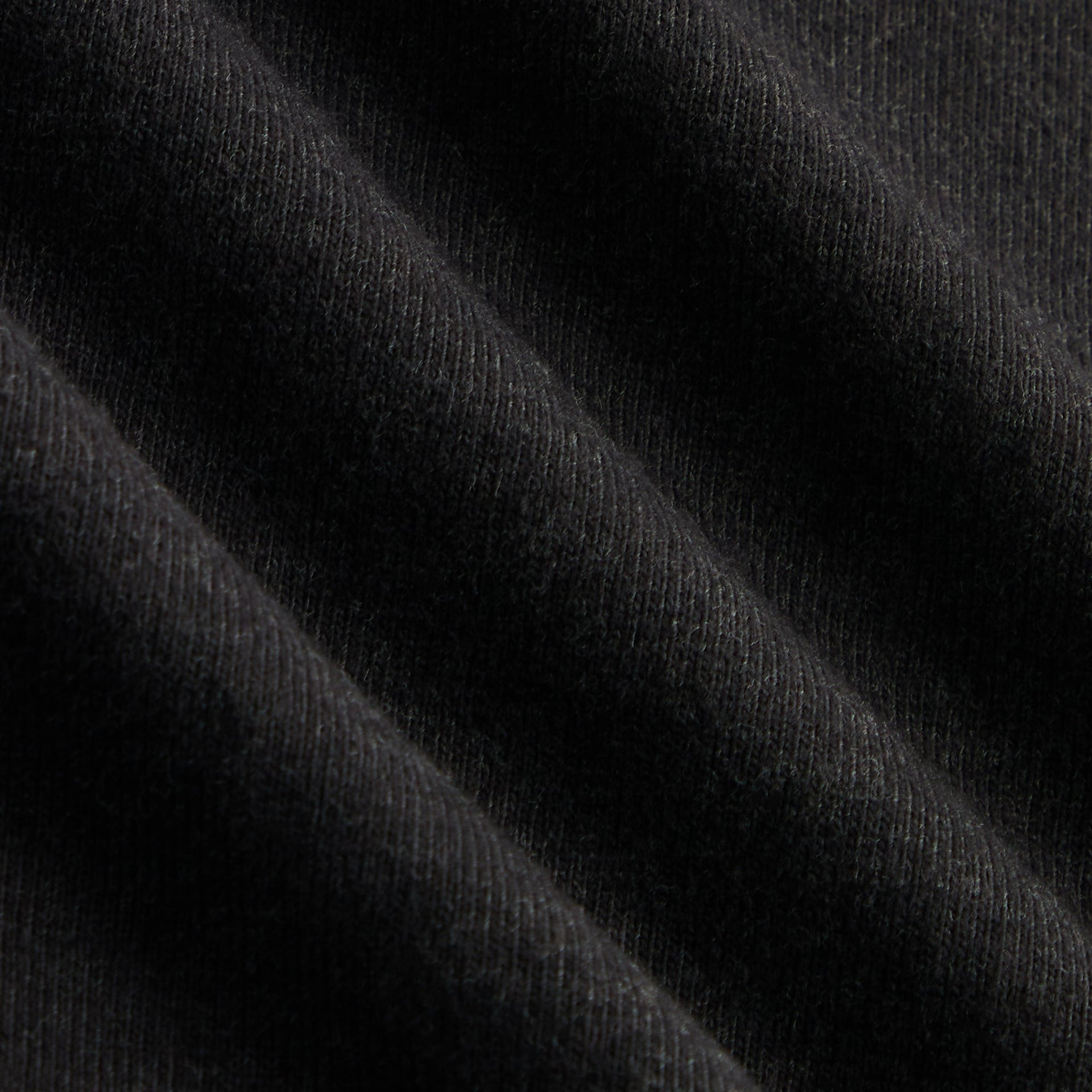 &Kin Long Sleeve Lawson Tee close-up of the heathered black cotton jersey