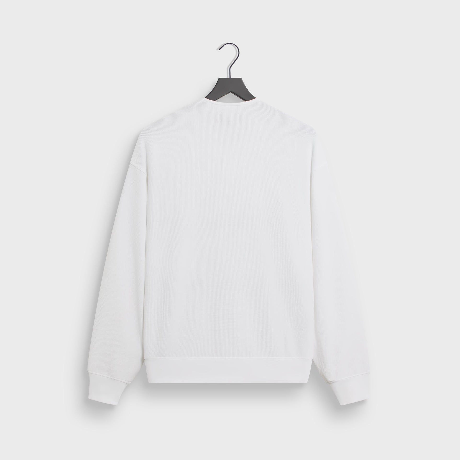 Kith Micro Waffle Long Sleeve Colby pullover in white, back flat lay