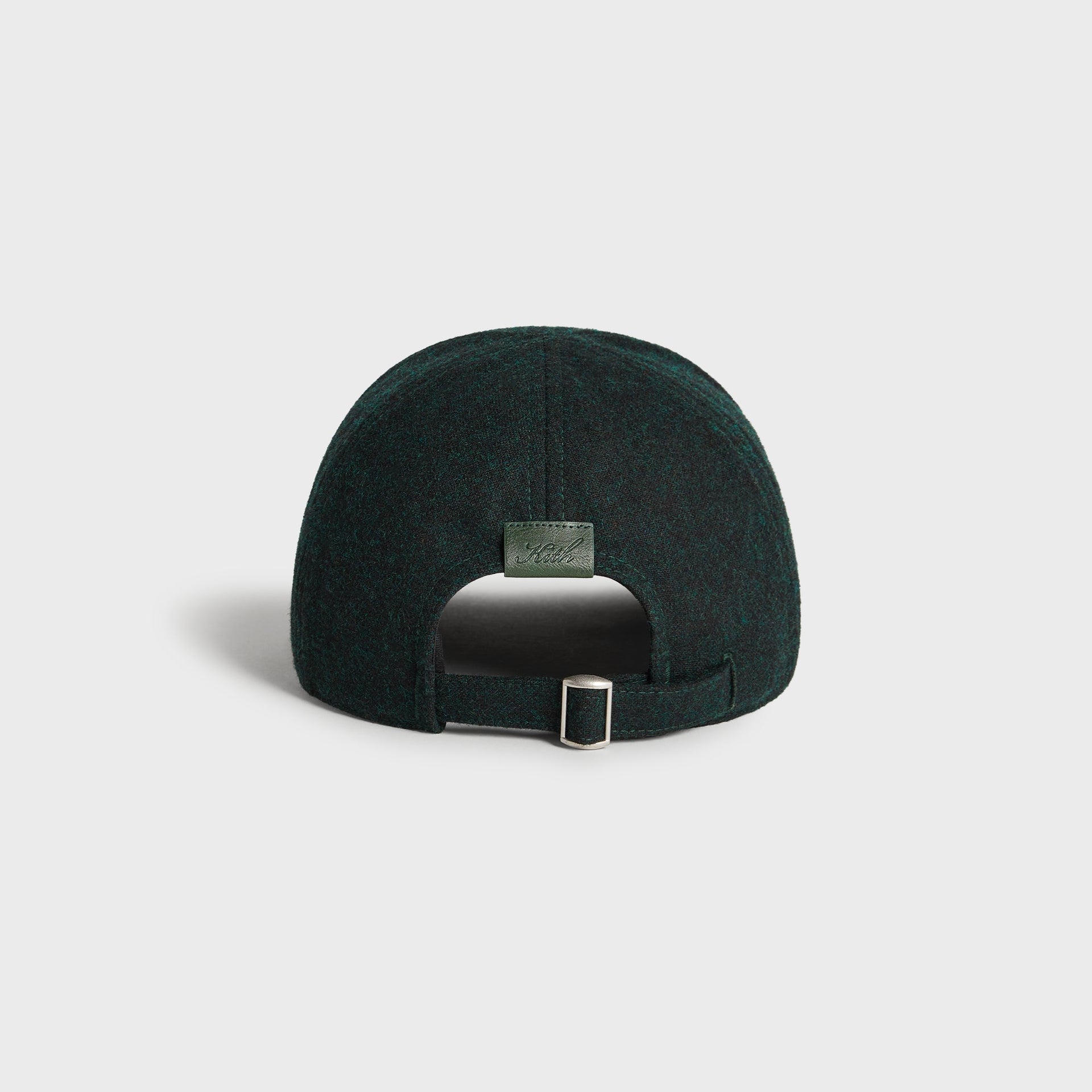 Kith Low Profile Fine Wool Classic Cap in Stadium, back view showing the adjustable strap and green leather Kith patch