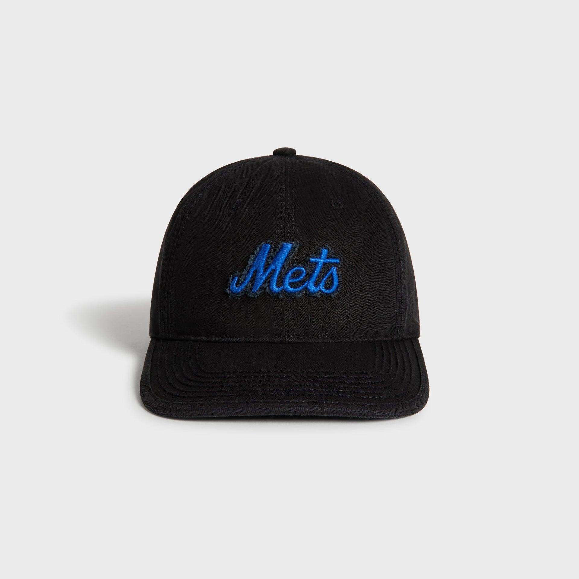 Kith & '47 New York Mets Herringbone Franchise cap in black, front view with blue Mets script logo