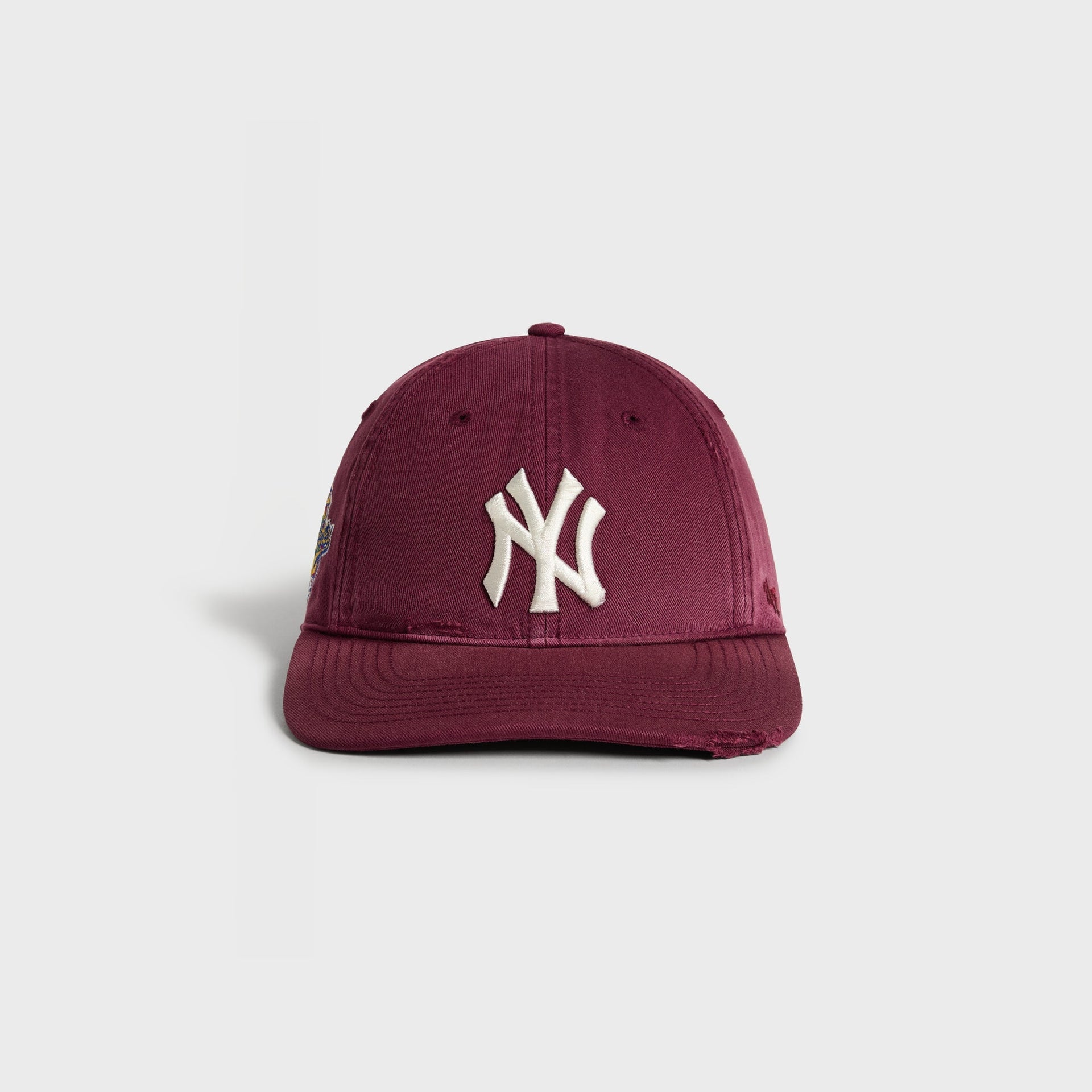 Kith & '47 Sun Faded Franchise LS Cap, Yankees, Marquee colorway - front view with embroidered NY logo