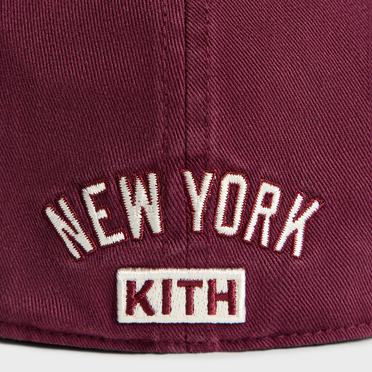 Kith & '47 Yankees cap in Marquee - close-up detail of New York KITH text on back