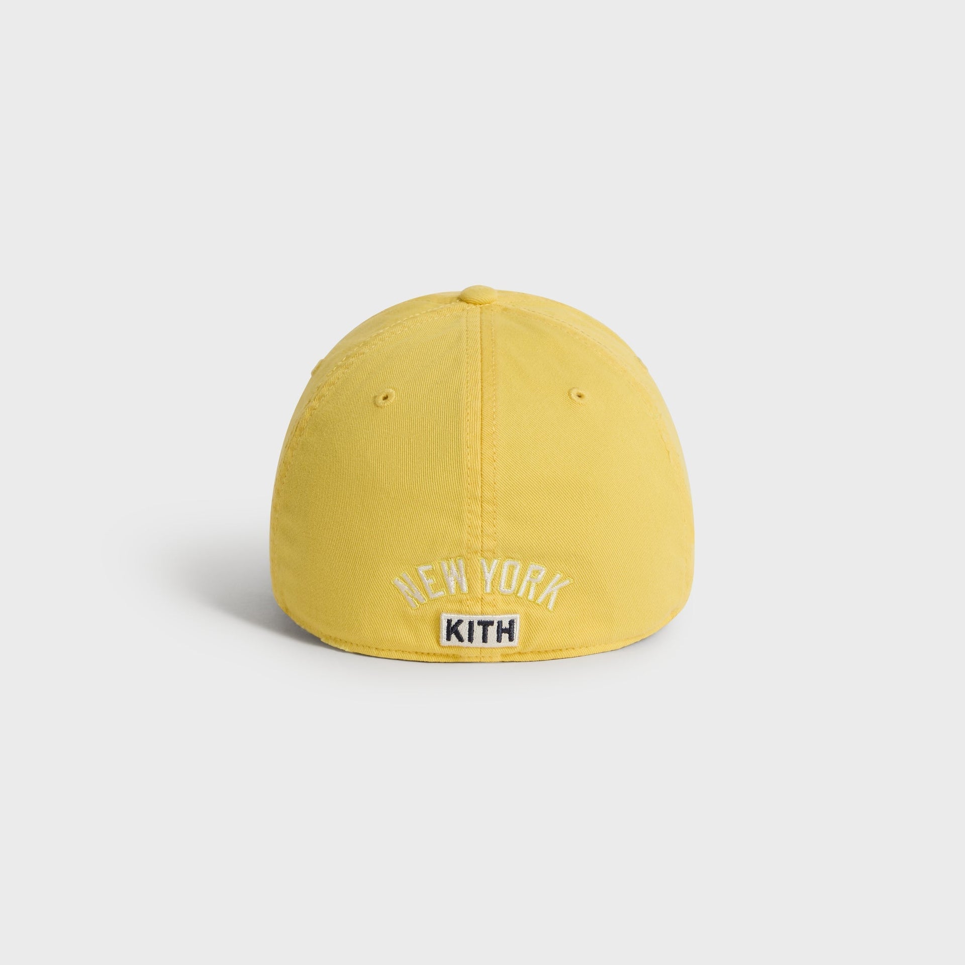 Kith & '47 Sun Faded Franchise LS Cap in Buzz, back view with New York Kith text embroidery