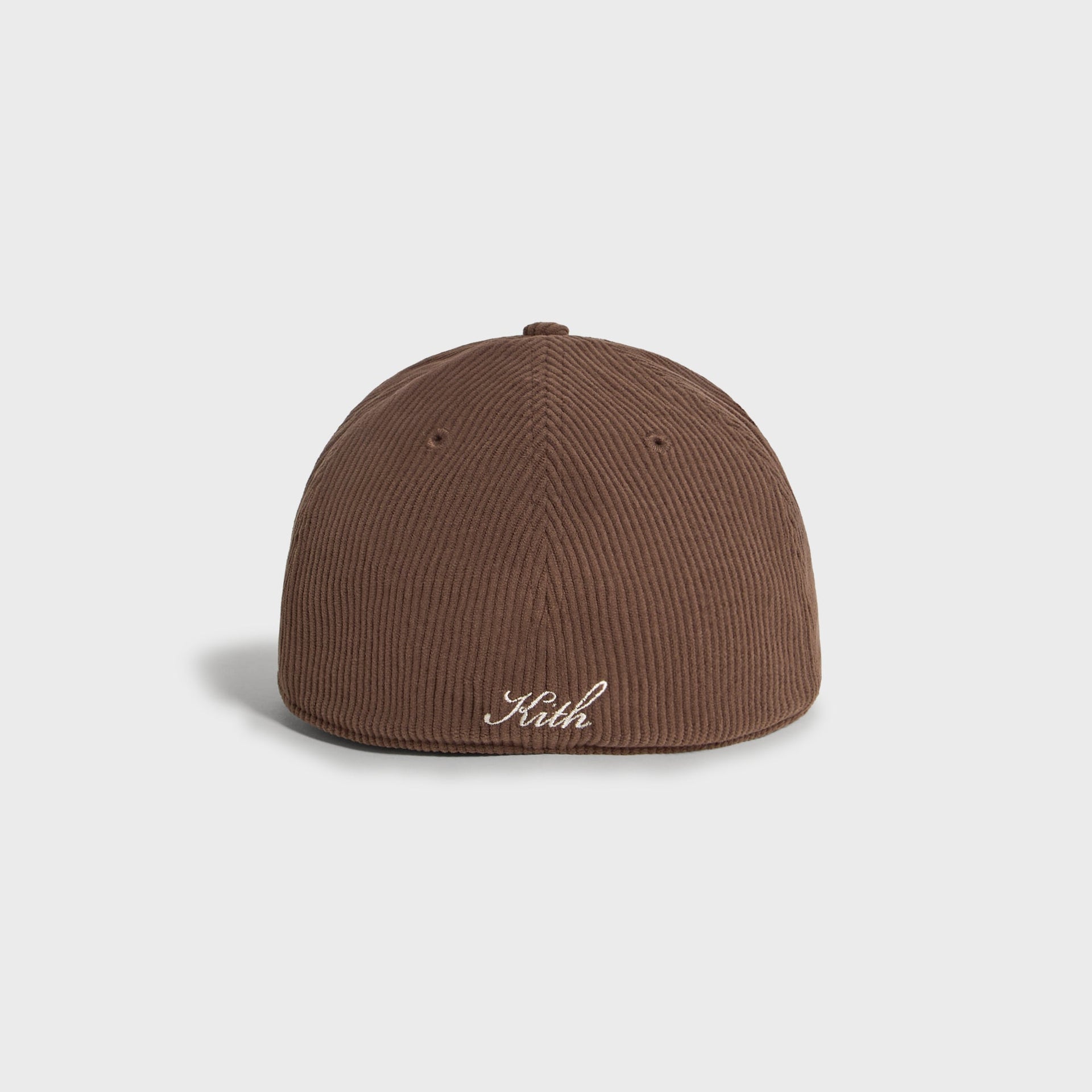 Kith & '47 for the New York Yankees Corduroy Franchise LS Cap in Kindling brown, back view with Kith script wordmark embroidered above the closure.