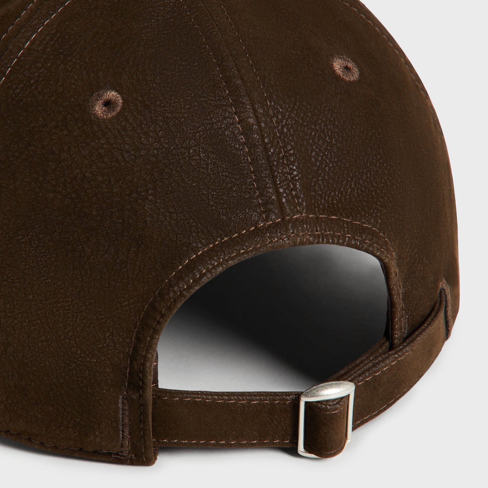 Kith Botanical Twill Bay Low Pinch Crown Cap in Clever, close-up of back eyelets and strap buckle
