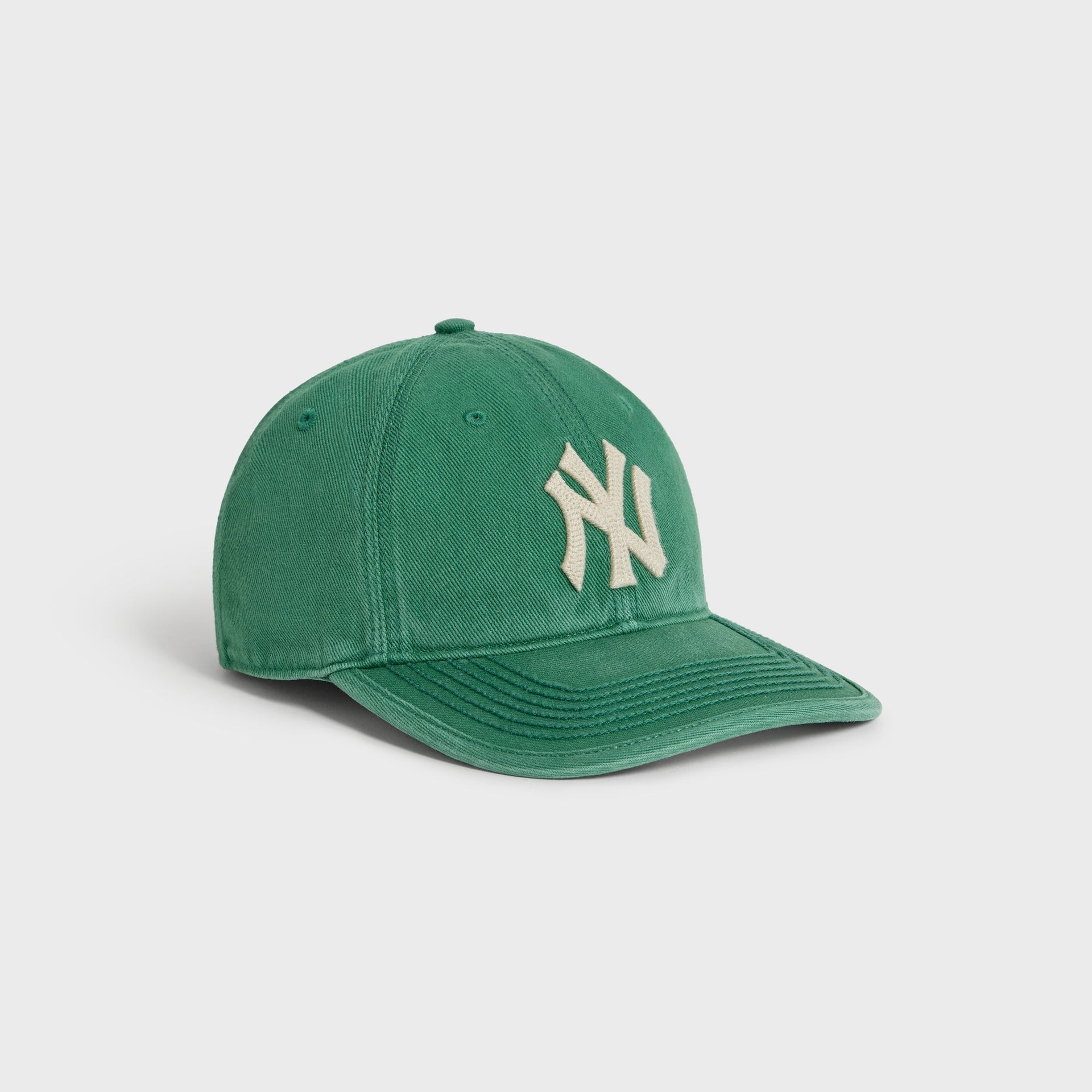 Kith & '47 Heavy Twill Franchise LS Cap in Kelly, angled view showing NY logo