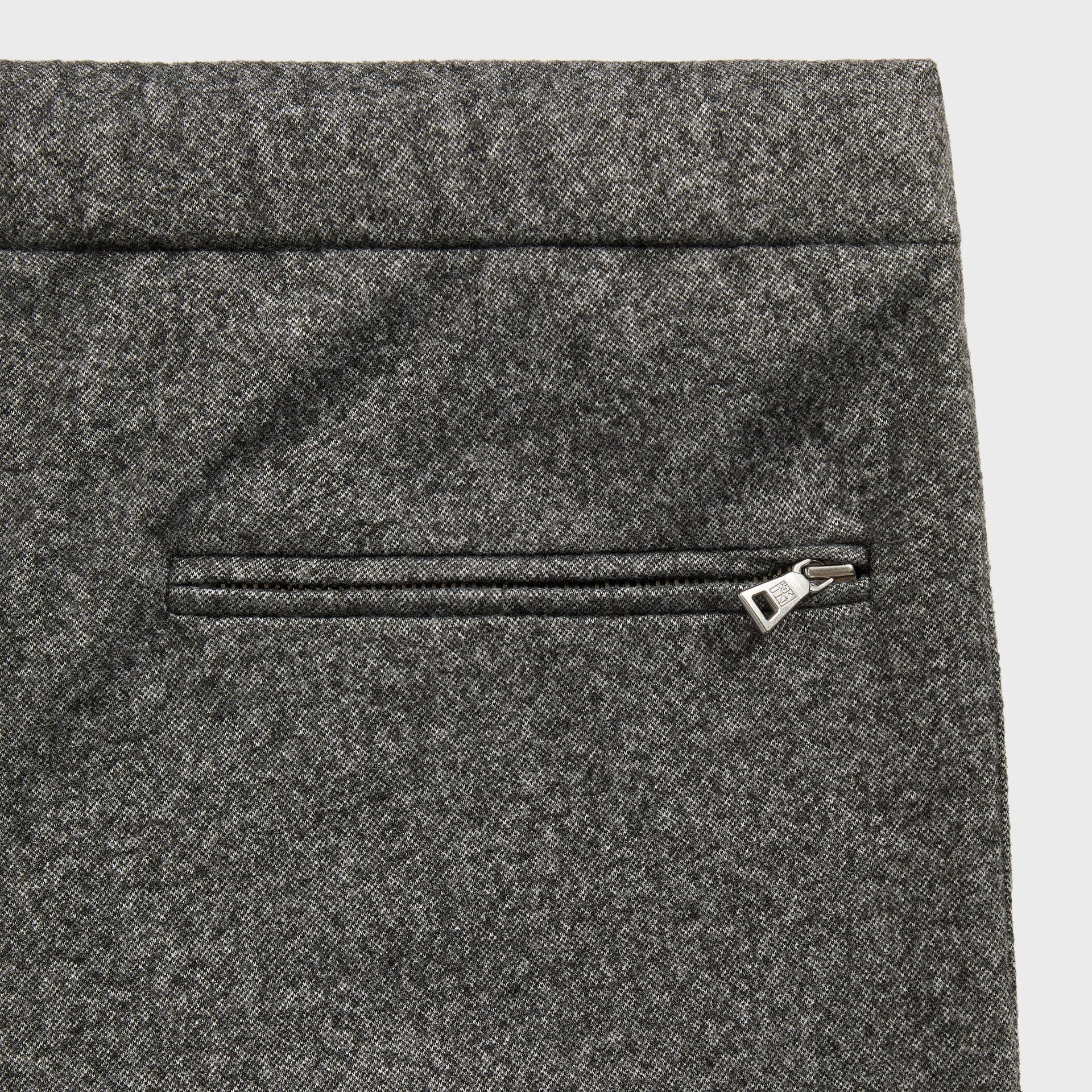 &Kin Matthias Track Pant detail, zip welt back pocket with silver pull, Charcoal Heather