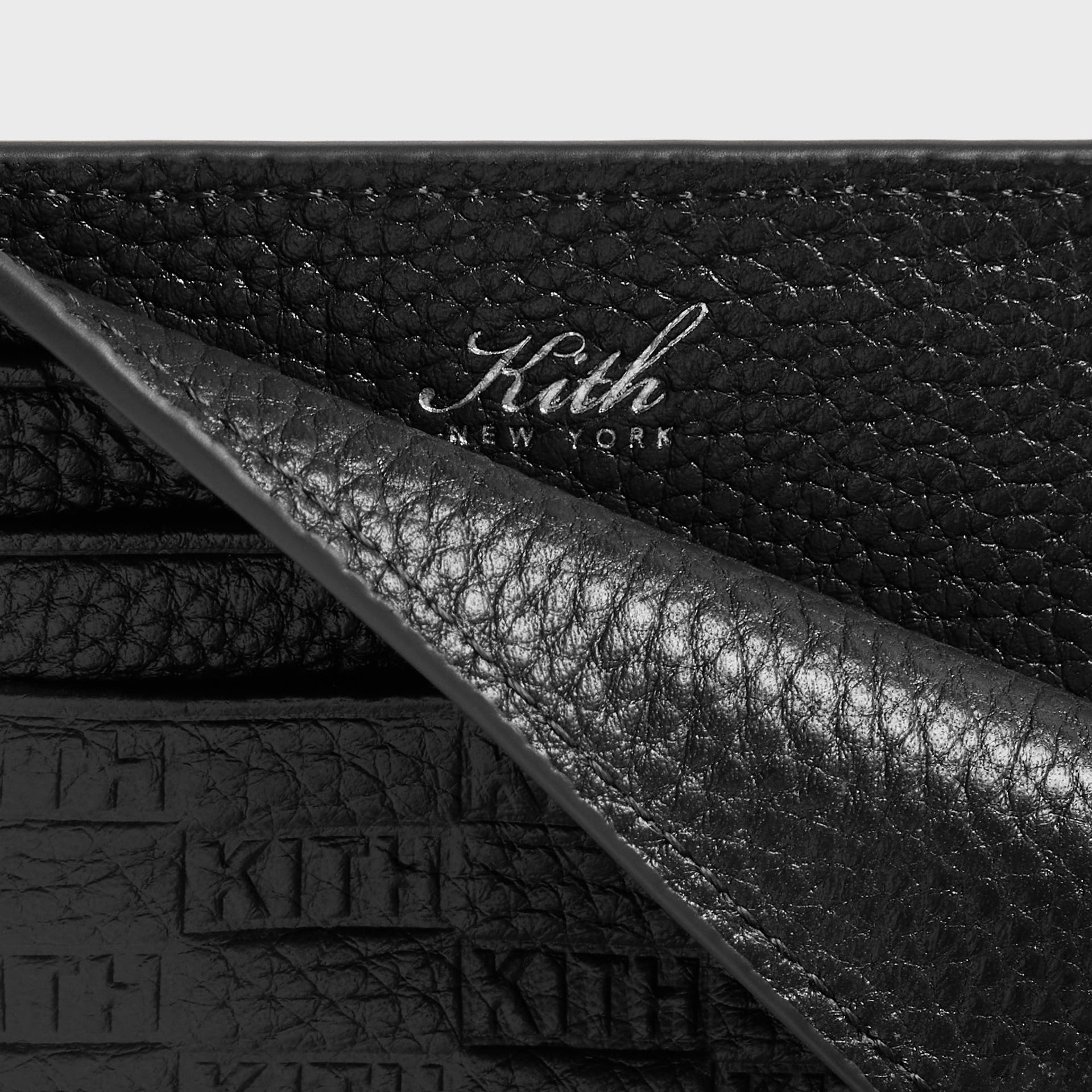 Kith Monogram Tumbled Leather Card Holder - Black - PH