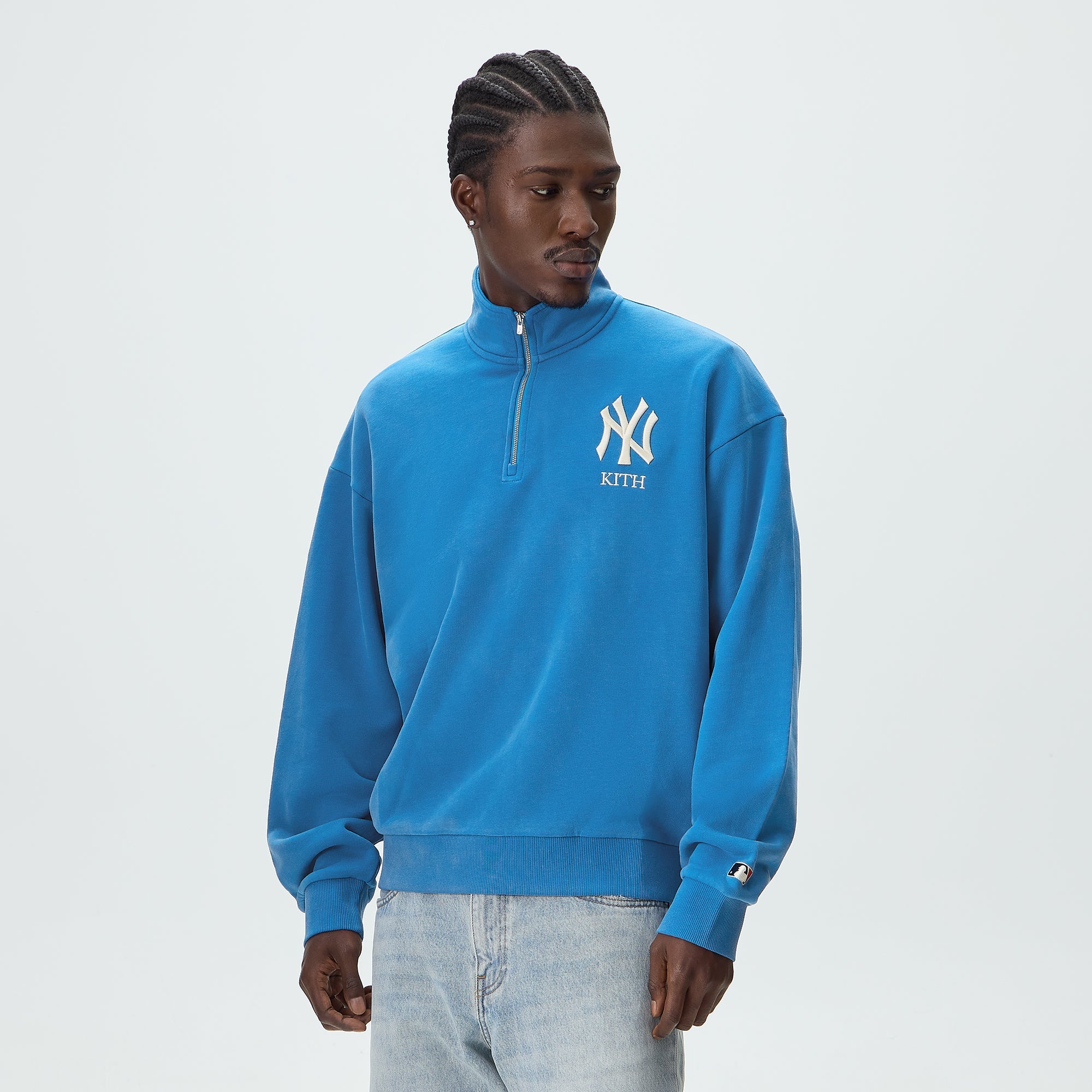 Kith for the New York Yankees Vintage Nelson Quarter Zip - Skylight -