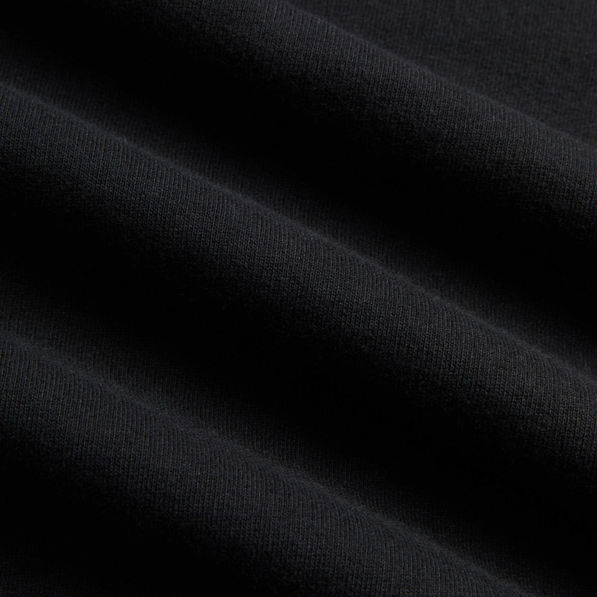 Close-up of black brushed fleece fabric texture on Kith Ivy Emblem Vintage Crewneck