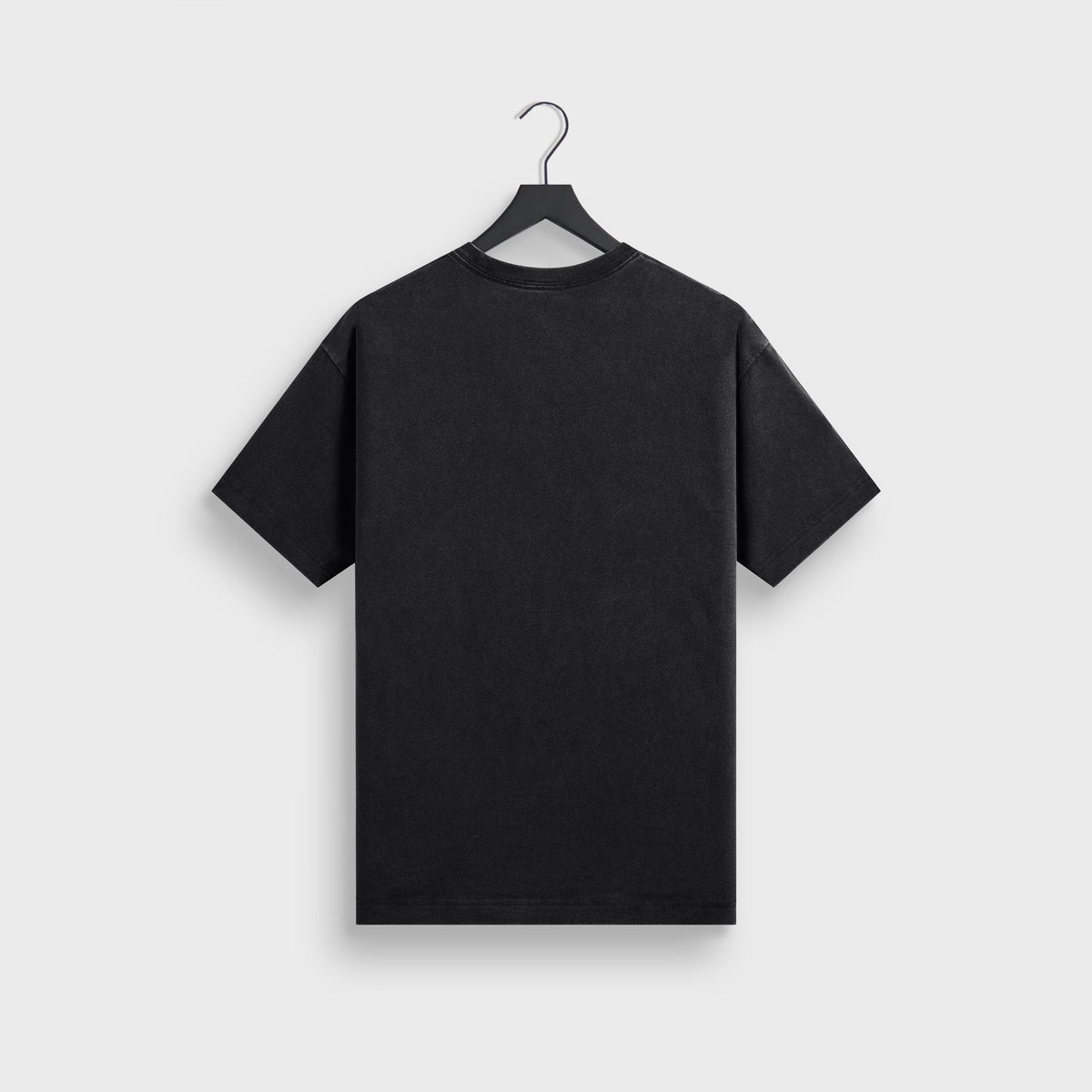 Kith for Friday the 13th Blood Mask Vintage Tee in washed black, plain back view on hanger