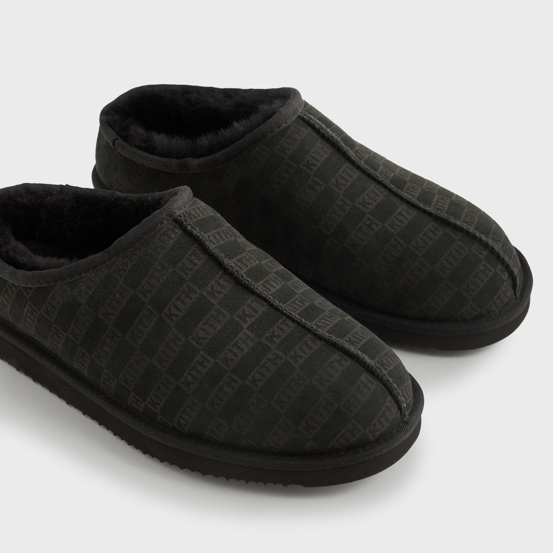 Kith Monogram Shearling Slippers - Black - PH