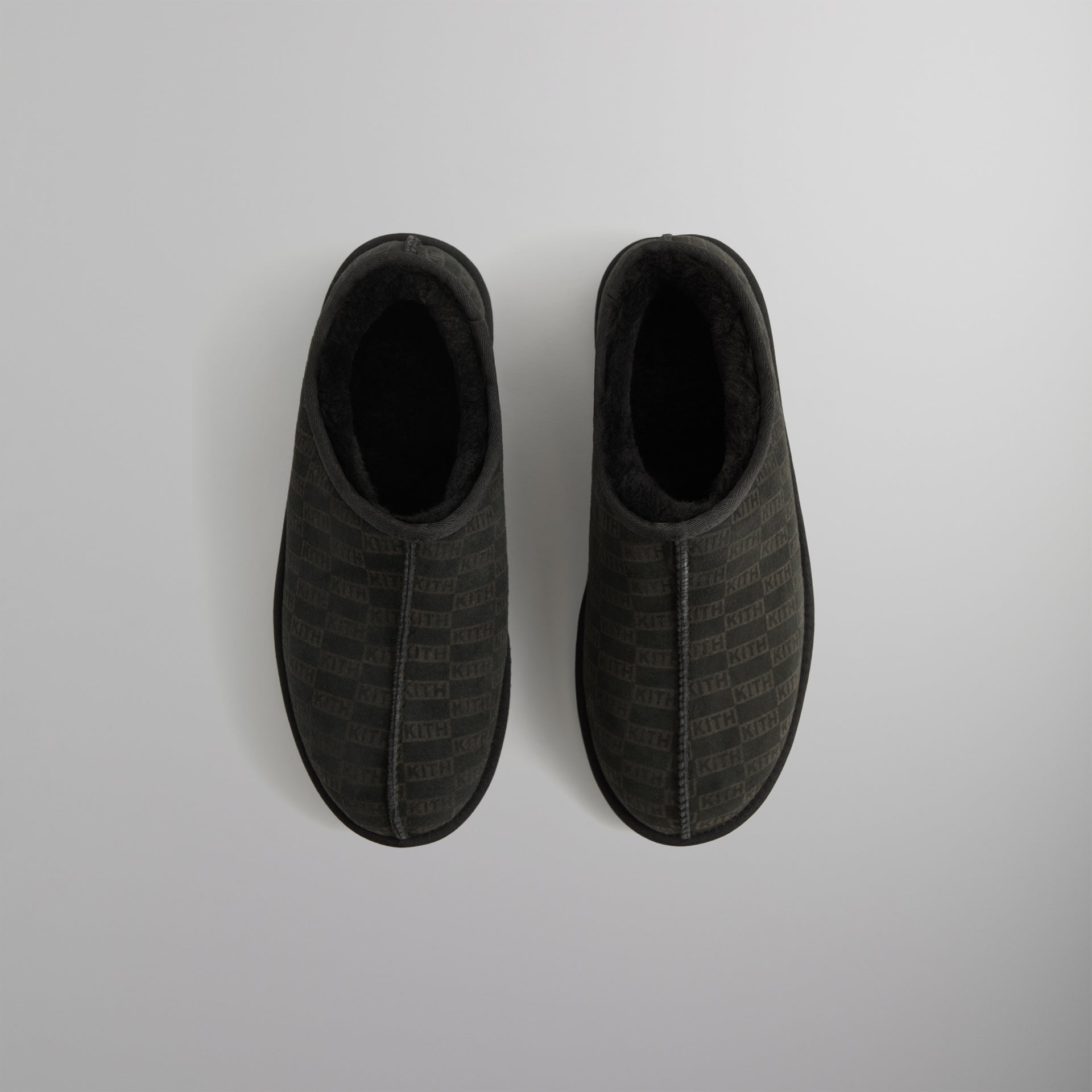 Kithmas Monogram Shearling Slippers - Black