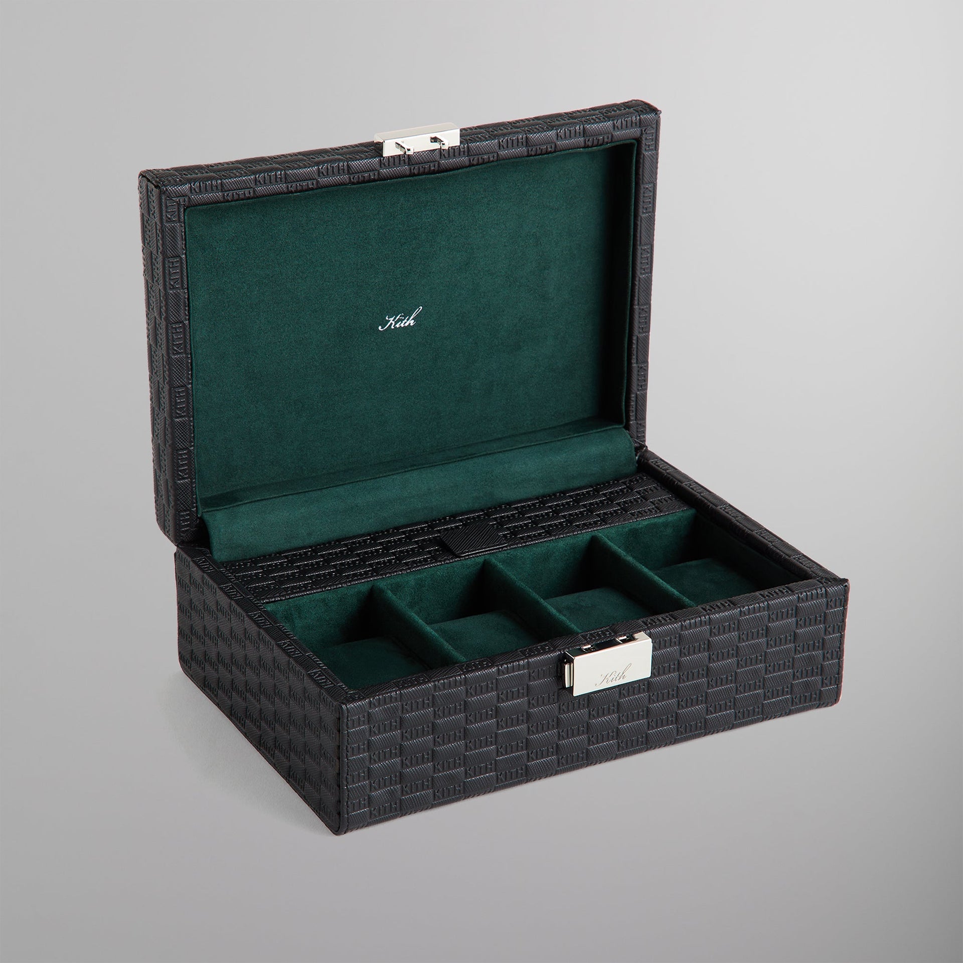 Kithmas Monogram Saffiano Leather Watch Box - Black PH