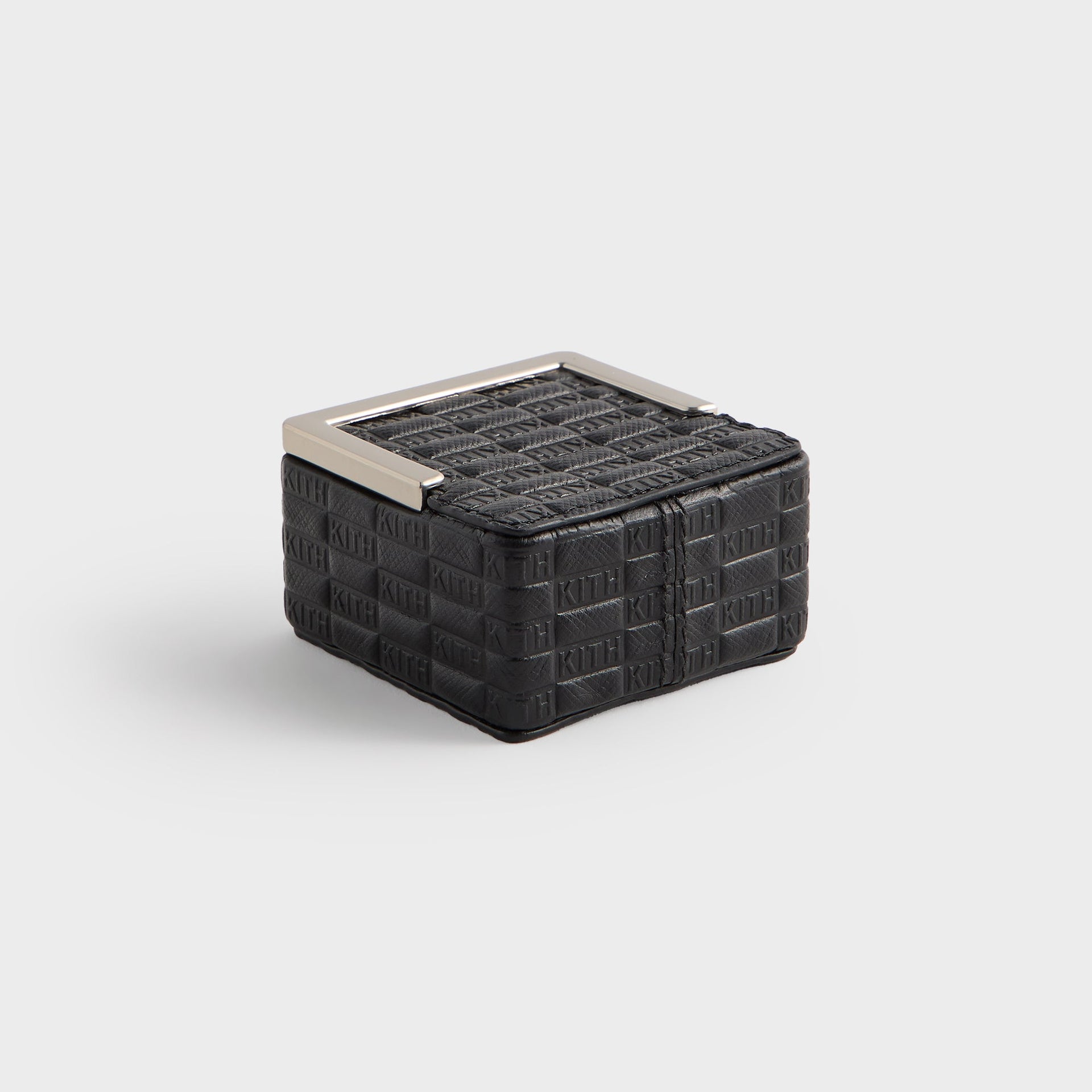 Kithmas Monogram Saffiano Leather Square Frame Jewelry Case - Black
