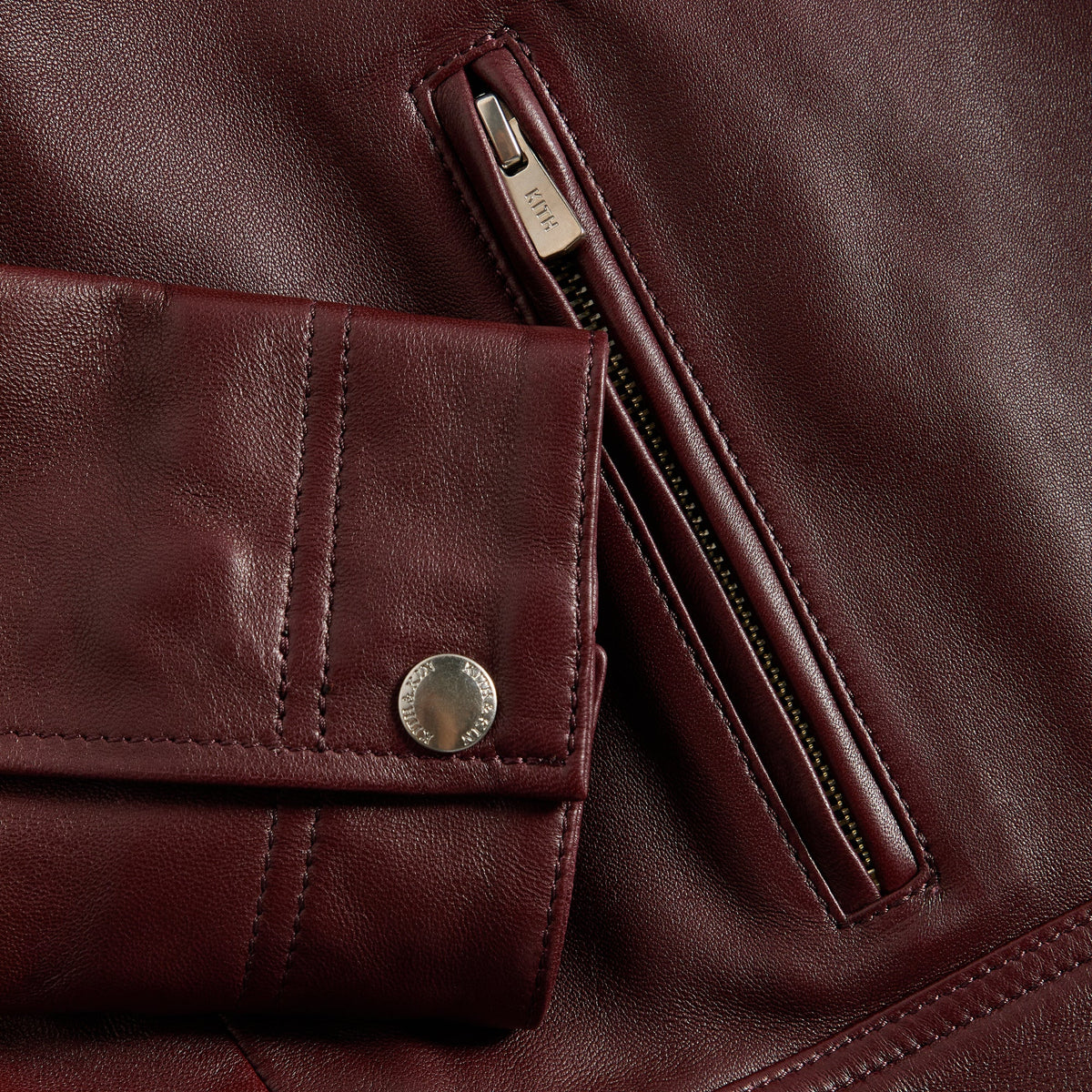 Kith Women Meika Leather Shrunken Jacket - Magma
