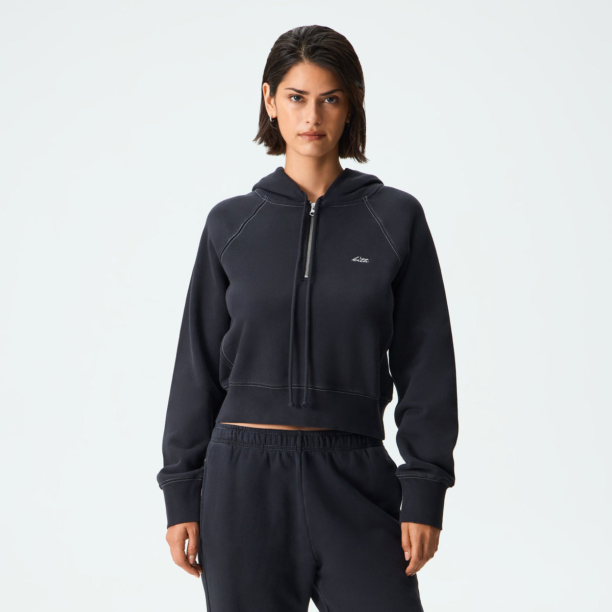 Kith Women Mikol Half Zip Hoodie - Black Beauty
