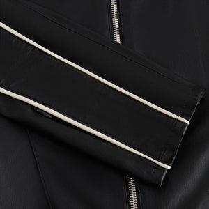 UrlfreezeShops Women Idra Stretch Leather Zip Up - Black