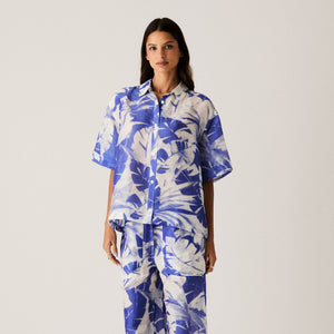 UrlfreezeShops Women Isla Palm Linen Shirt - Merlin