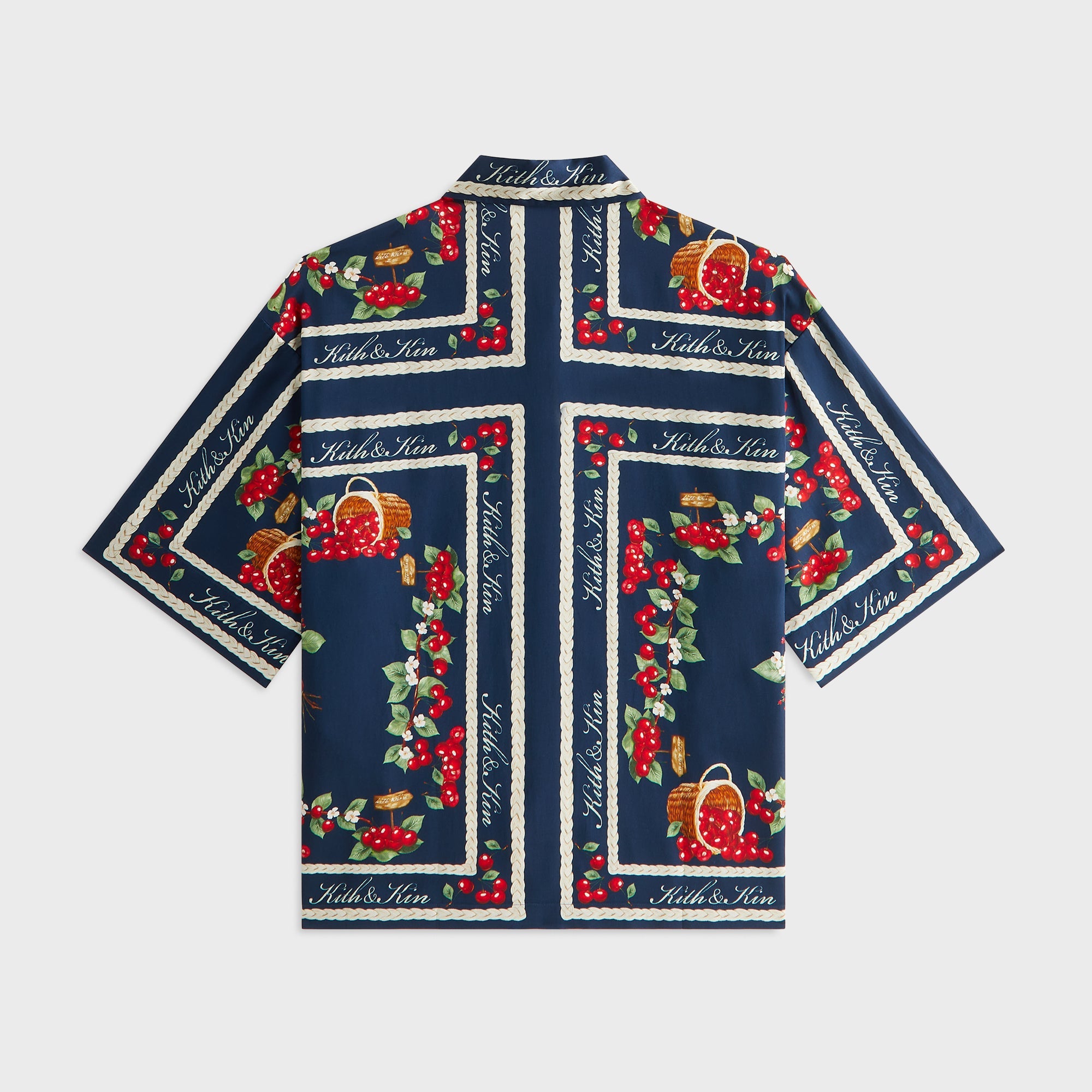 Kith シルク 総柄 開襟シャツ ショーツ XXL L Kith Women Mari Cherry Shirt - Nocturnal