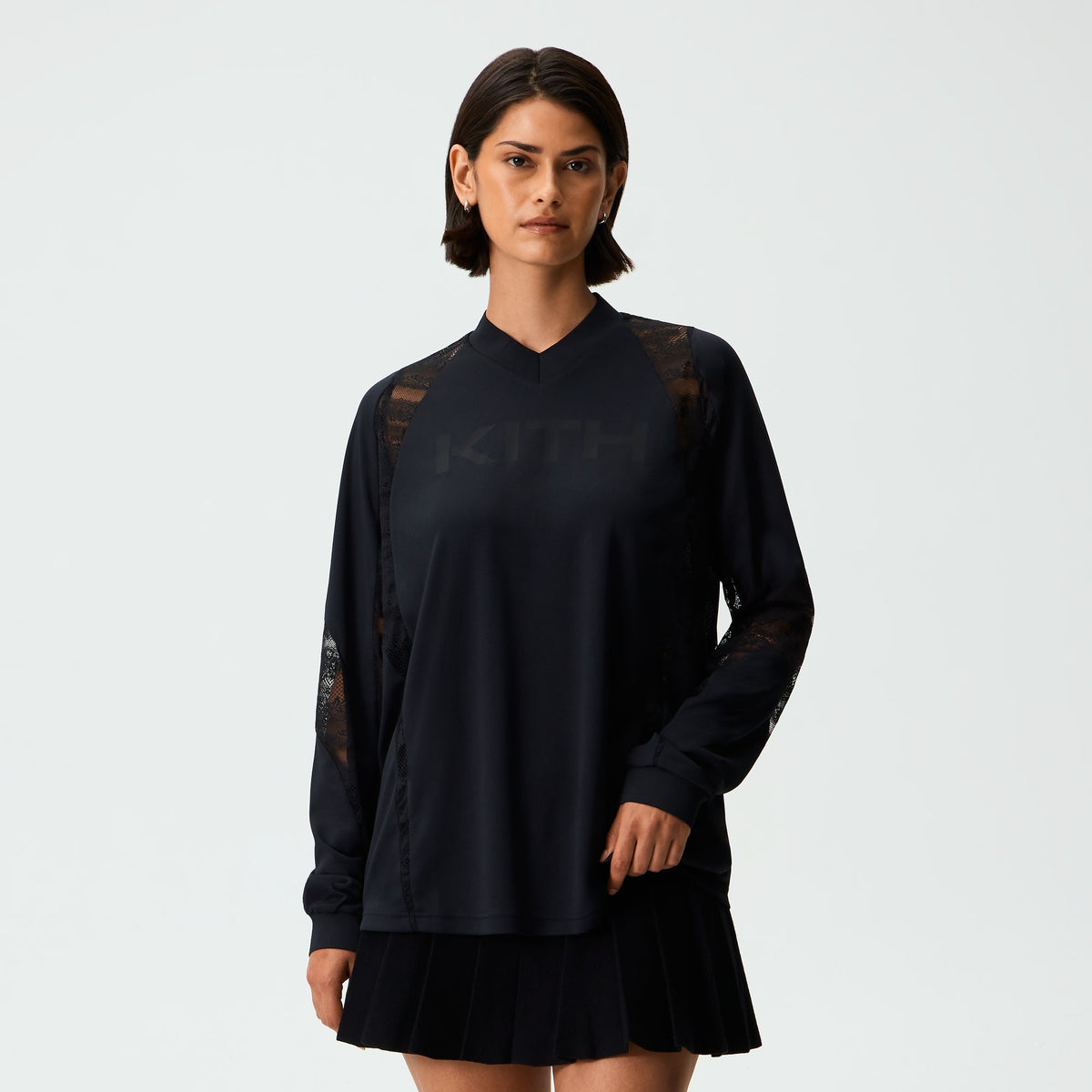 Kith Women Ridley Lace Paneled Long Sleeve - Black Beauty