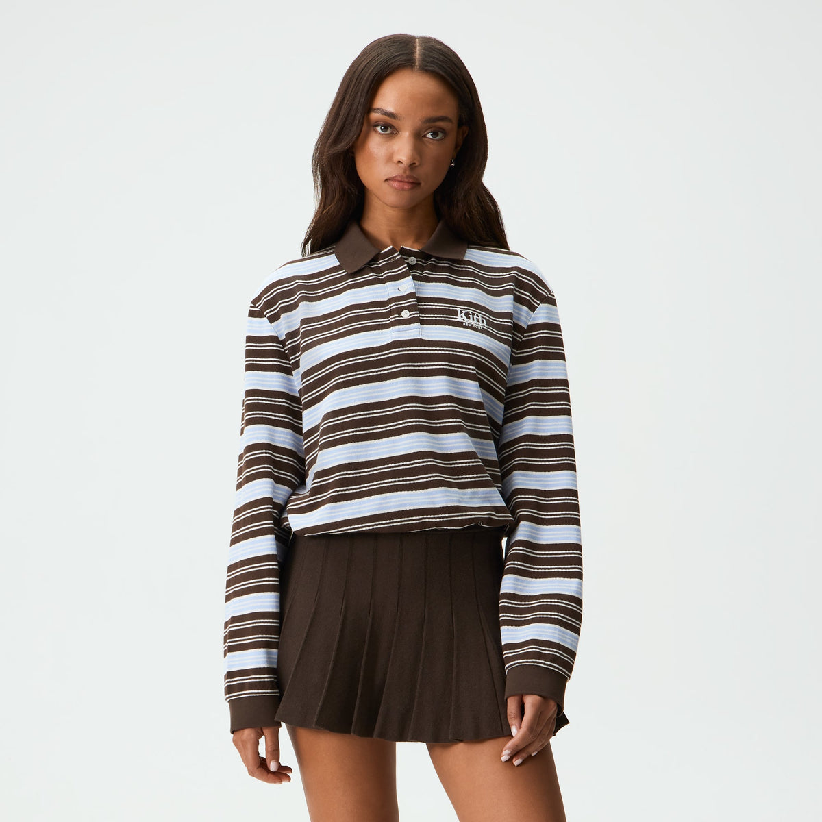 Kith Women Sadie Striped Polo Long Sleeve - Legacy