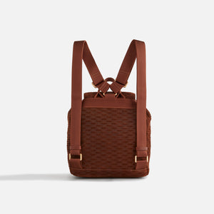 UrlfreezeShops Women Monogram Debossed Suede Backpack - Walnut