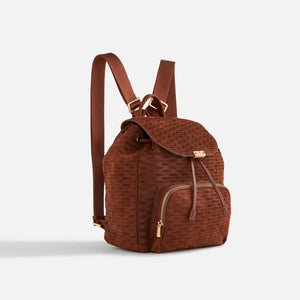 UrlfreezeShops Women Monogram Debossed Suede Backpack - Walnut