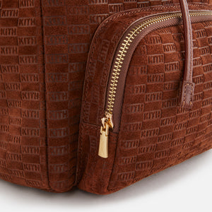 UrlfreezeShops Women Monogram Debossed Suede Backpack - Walnut