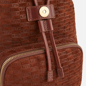 UrlfreezeShops Women Monogram Debossed Suede Backpack - Walnut