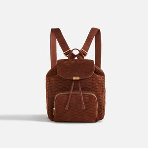 UrlfreezeShops Women Monogram Debossed Suede Backpack - Walnut