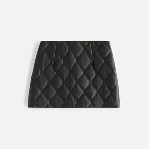 UrlfreezeShops Women Ashtyn Quilted Logo Leather Skirt - Black