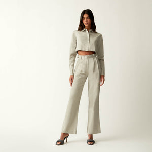 ZARA high waist darted trousers in beige (L size), Women's Fashion