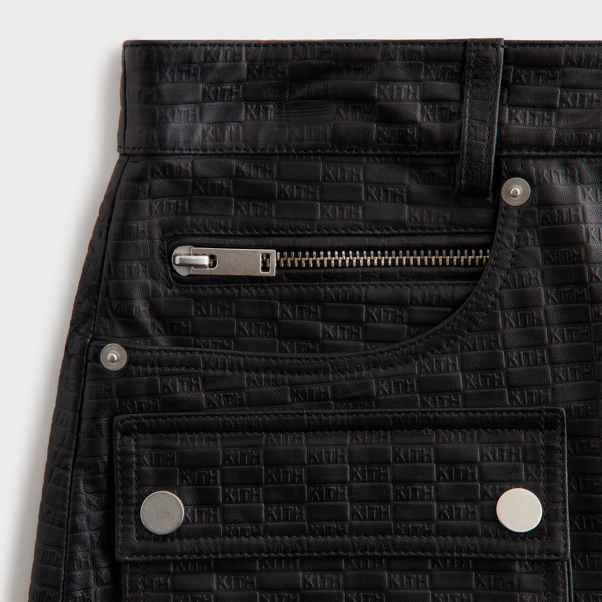 Lisa for Kith Women Nari Monogram Leather Mini Skirt - Black