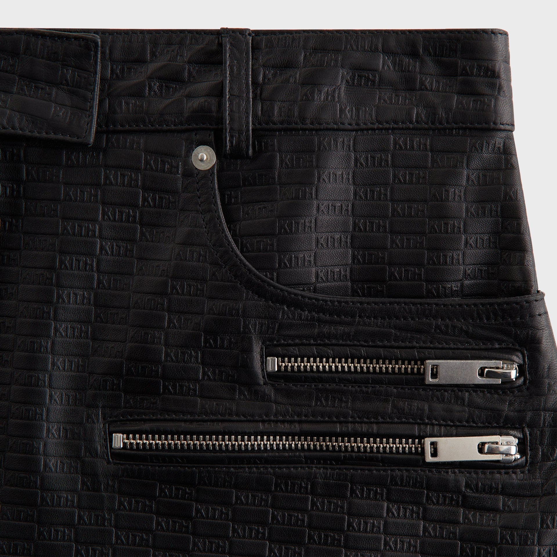 Lisa for Kith Women Nari Monogram Leather Mini Skirt - Black