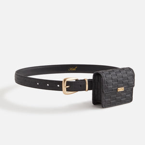 UrlfreezeShops Women Monogram Debossed Saffiano Belt With Pouch - Black