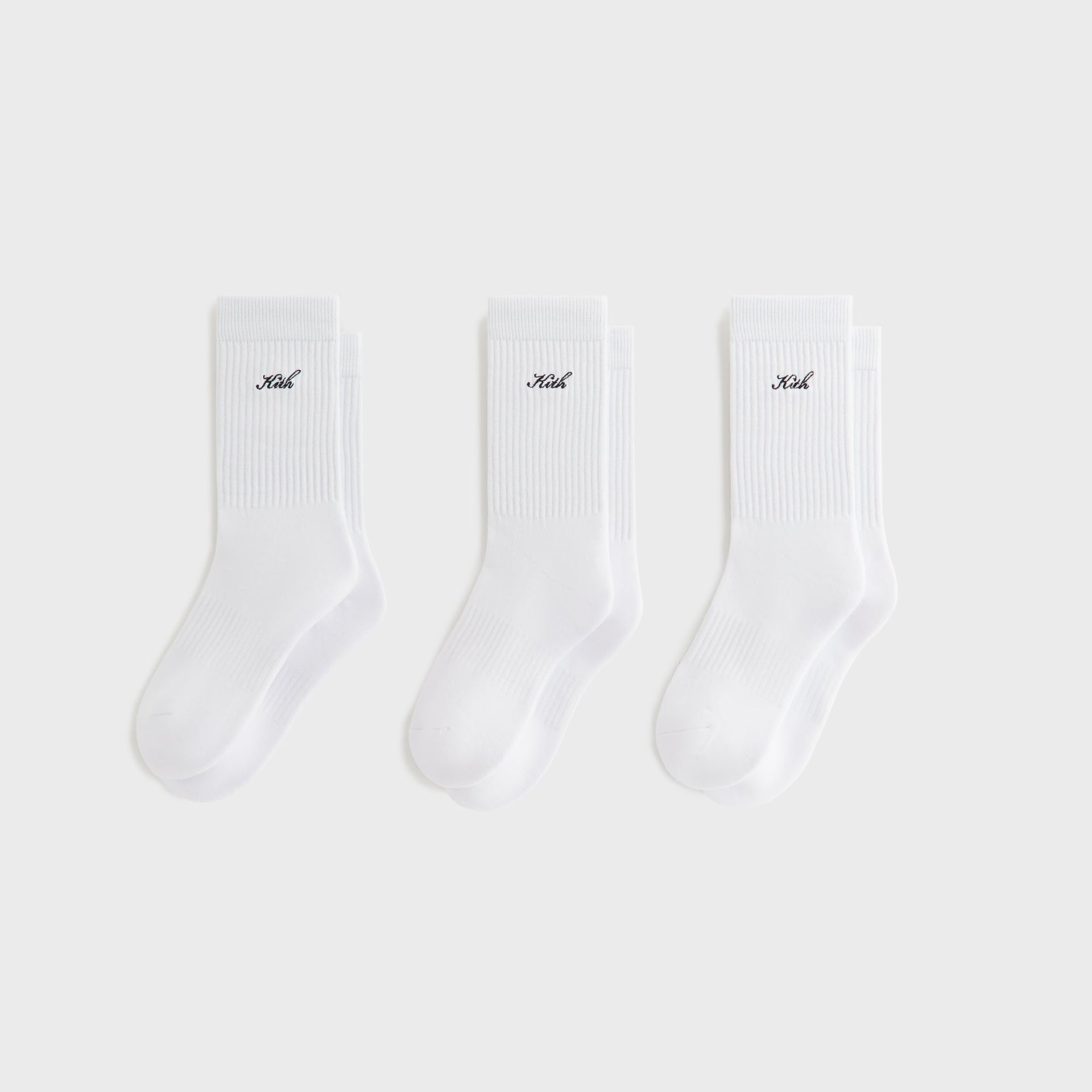 Kith Women Script Classic 3 Pack Crew Socks - White