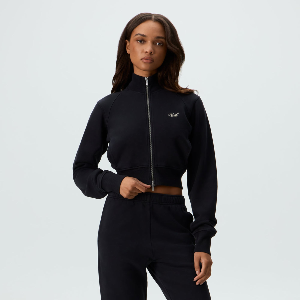 Kith Women Davin Cropped Track Zip Jacket - Black