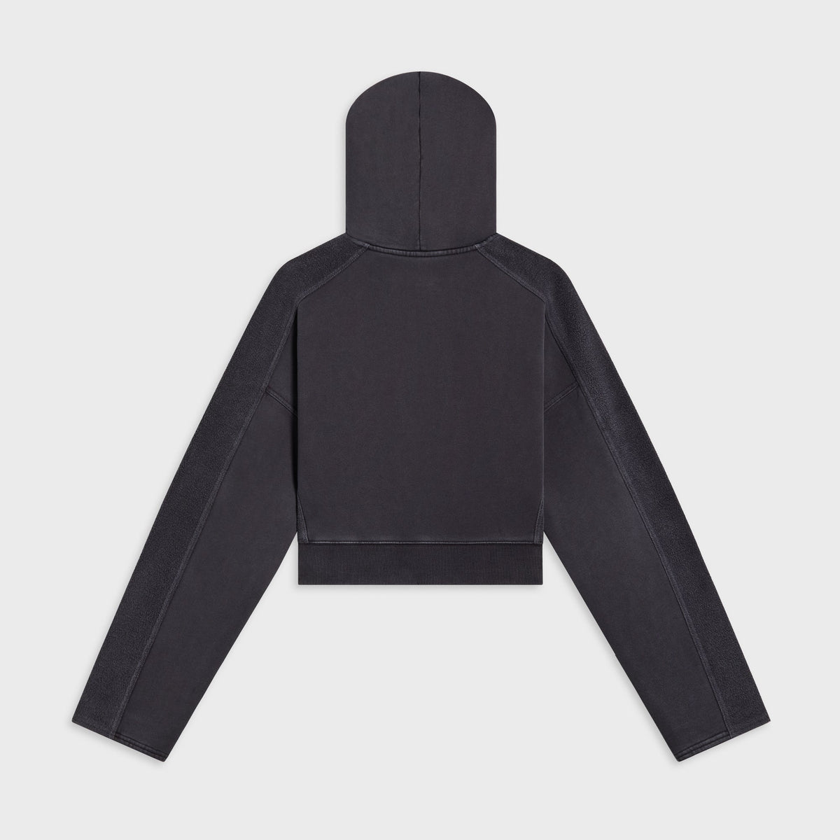 Kith Women Elvina paneled hoodie in faded black, back flat-lay view