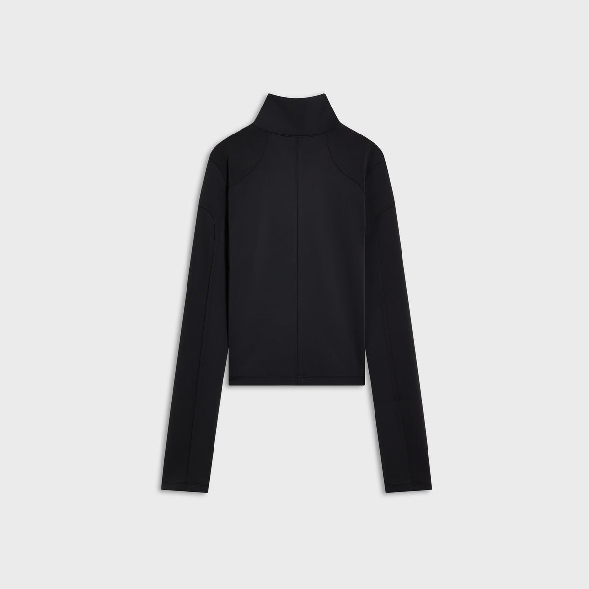 Kith Women Nabi curved seam long sleeve jacket in black, back flat-lay view showing curved seam detailing