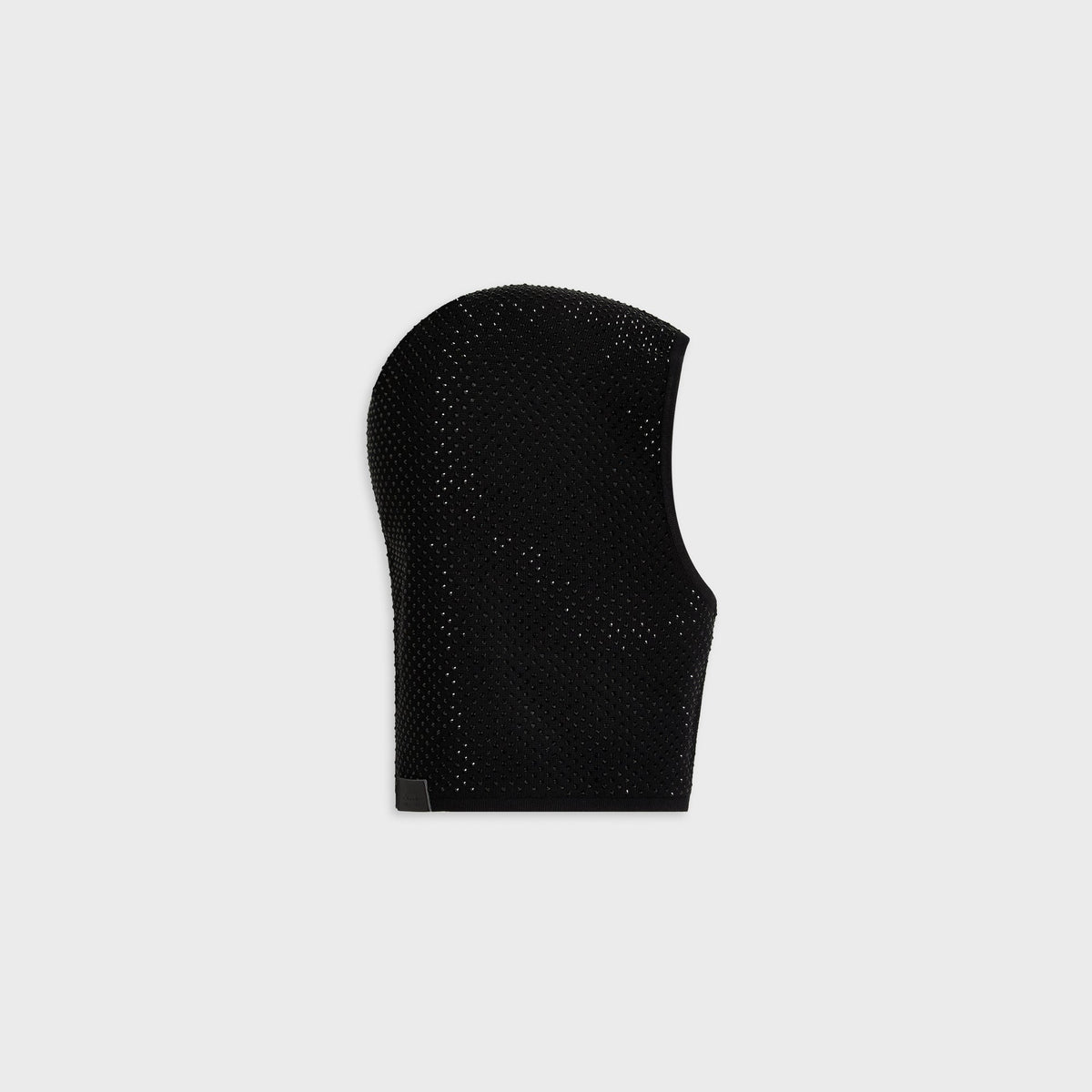 Kith Women Encrusted fitted balaclava in black crystal-studded knit, side profile view