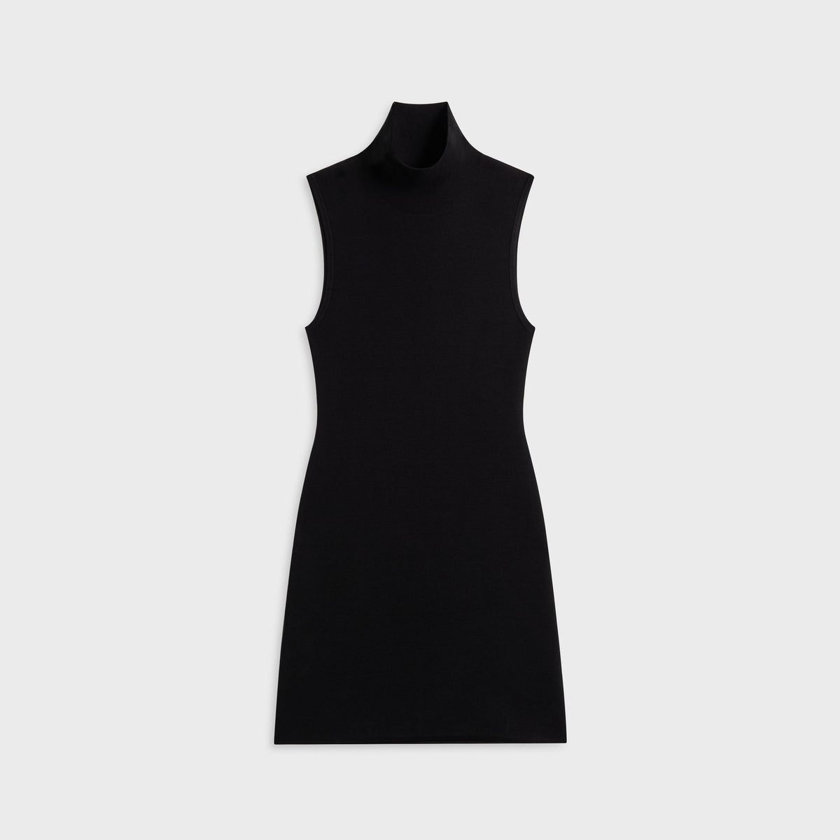 Kith Women Piper II sleeveless mini dress in black knit with mock neck, front flat-lay view