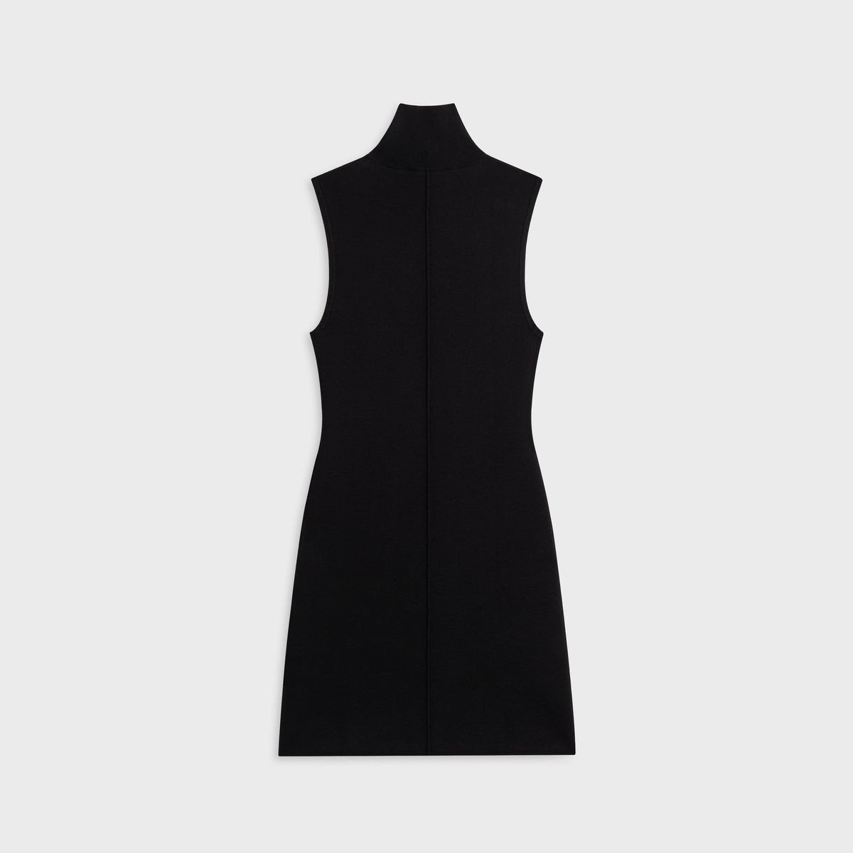 Kith Women Piper II sleeveless mini dress in black knit, back flat-lay view with center seam