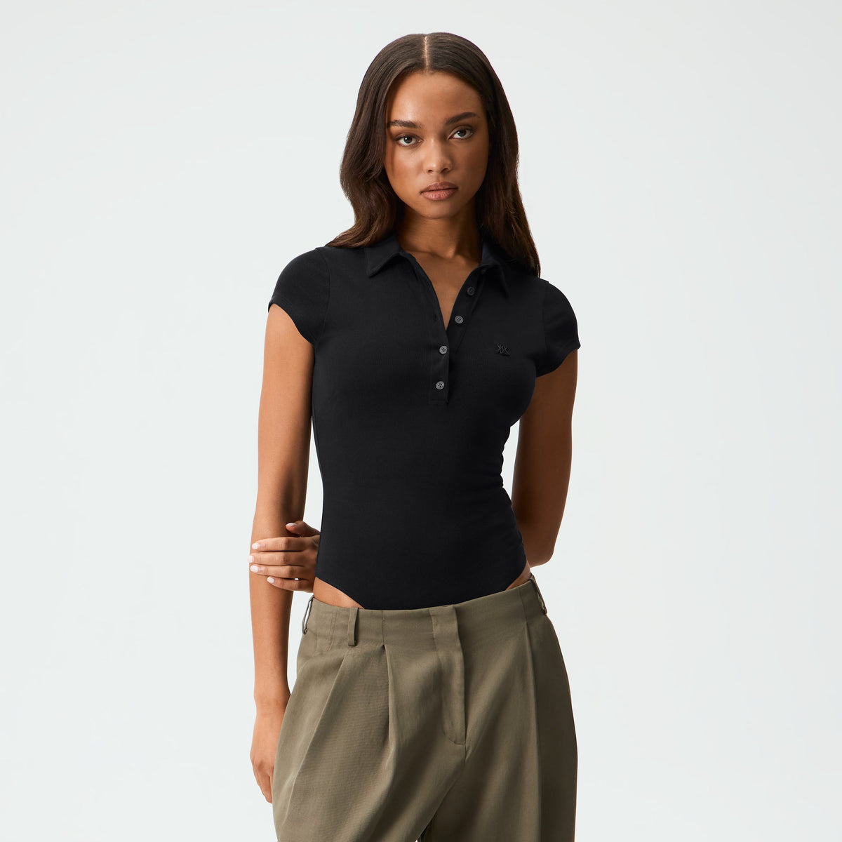 Kith Women Rose Polo Bodysuit - Black