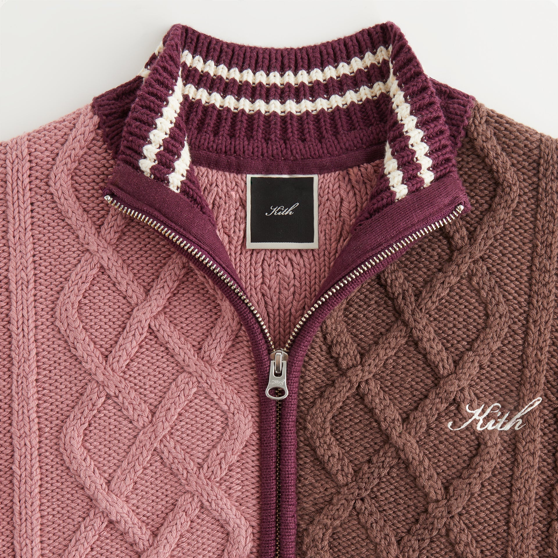 Kith Women Wyler Blocked Full Zip Sweater - Pink Opal