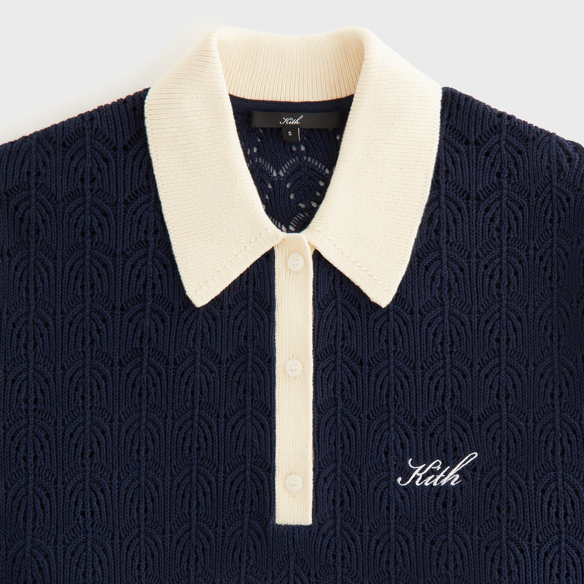 Kith Women Selma Crochet Polo Long Sleeve - Nocturnal