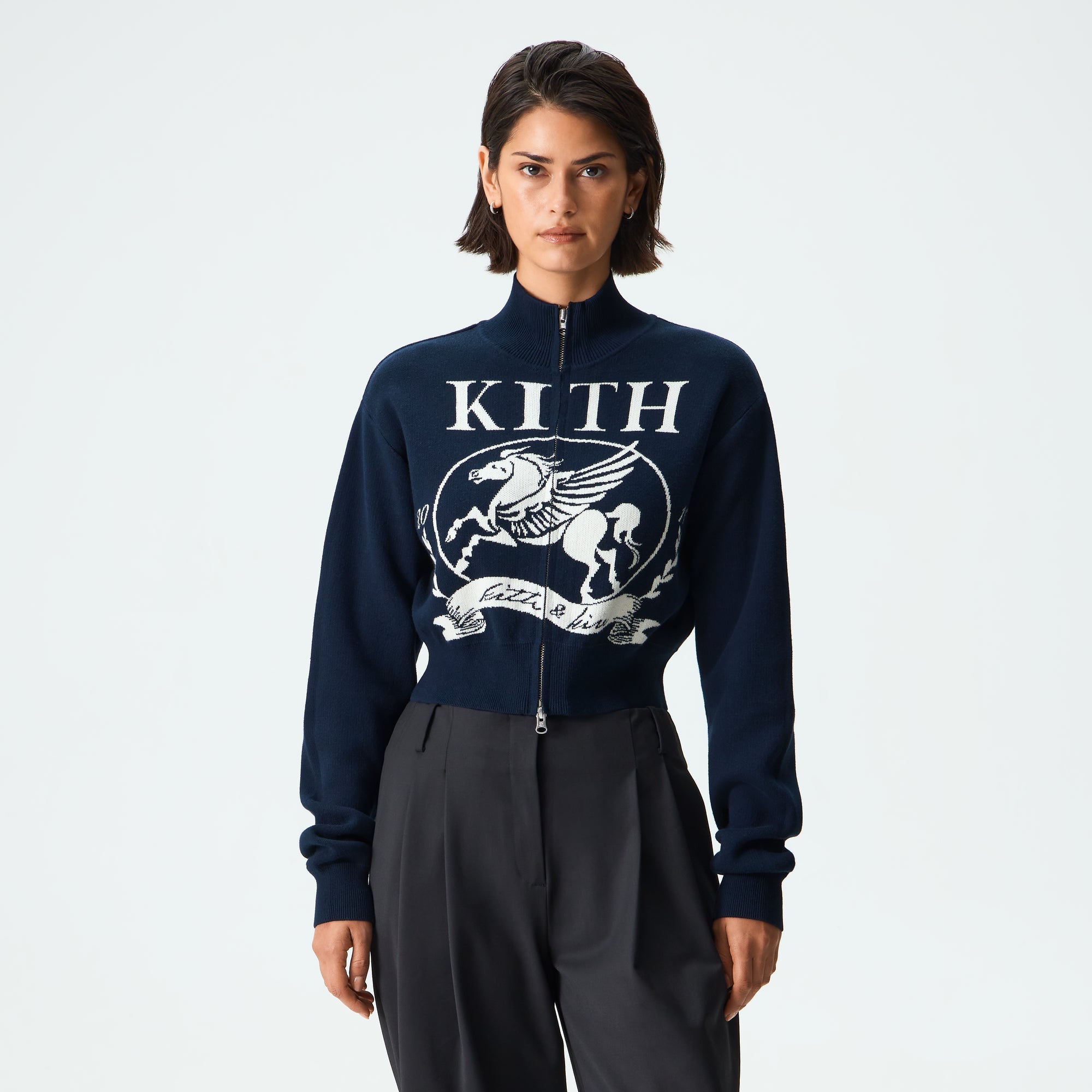 kith シアートップス Kith Women Cropped Wyler Full Zip Pegasus Sweater - Placid