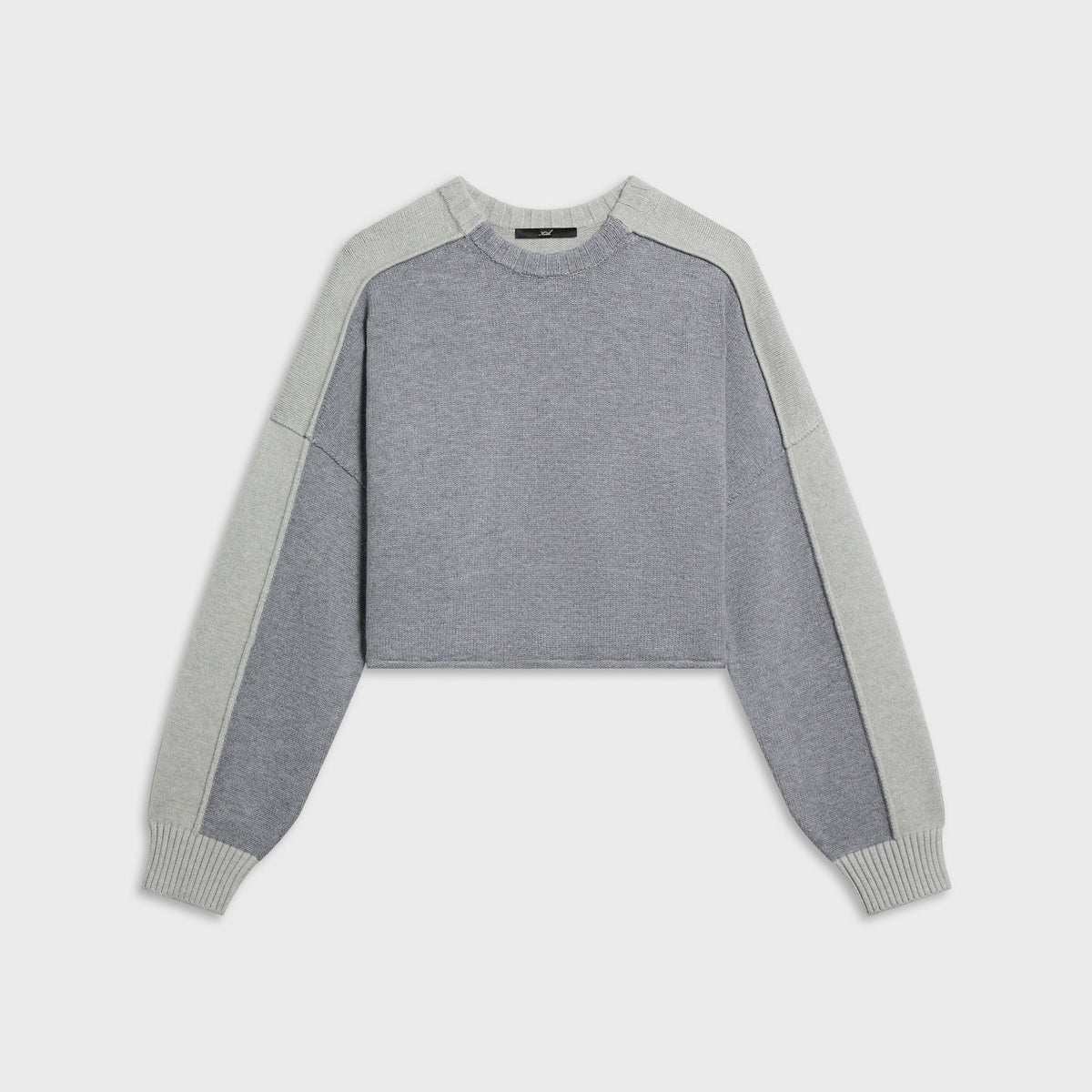 Kith Women Freja Cropped Blocked Sweater - Cool Heather Grey - PH